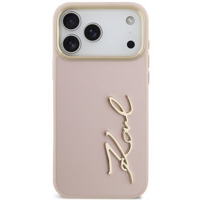 Deksel for Apple iPhone 17 Pro Max, Karl Lagerfeld, Script Logo, Rosa