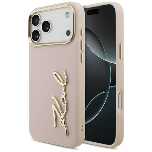 Deksel for Apple iPhone 17 Pro Max, Karl Lagerfeld, Script Logo, Rosa
