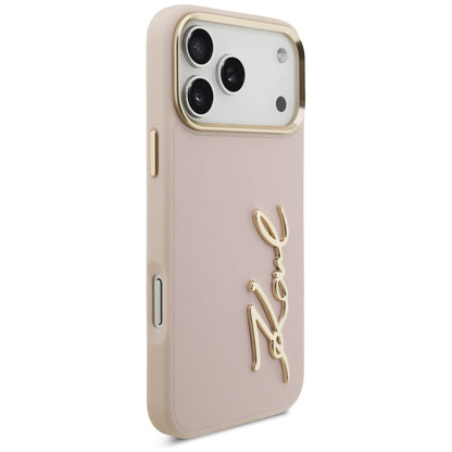 Deksel for Apple iPhone 17 Pro Max, Karl Lagerfeld, Script Logo, Rosa