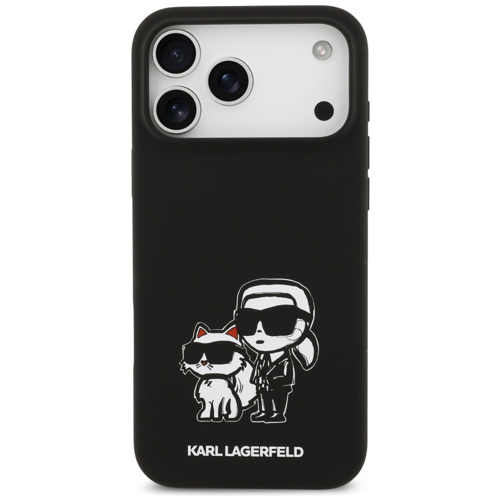 Deksel for Apple iPhone 17 Pro Max, Karl Lagerfeld, Sketch and Logo Karl & Choupette, Svart