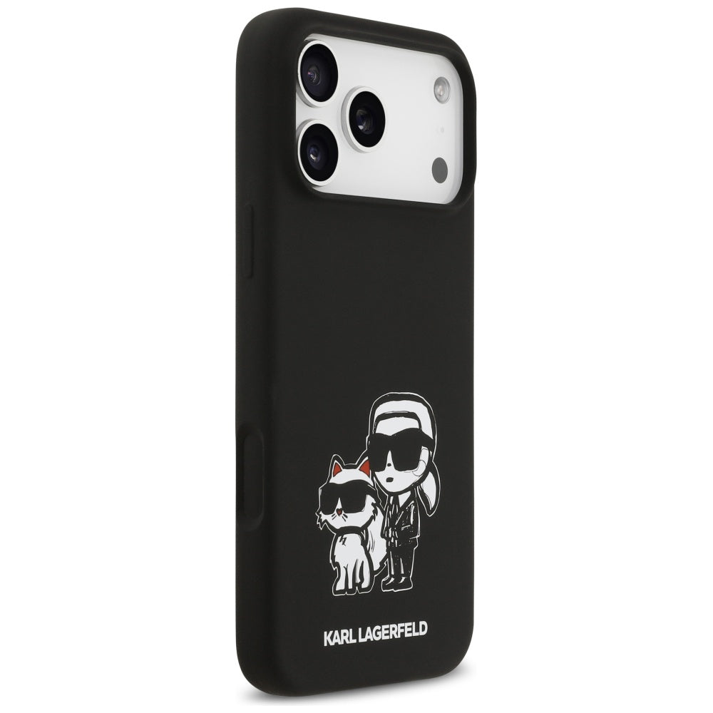 Deksel for Apple iPhone 17 Pro Max, Karl Lagerfeld, Sketch and Logo Karl & Choupette, Svart