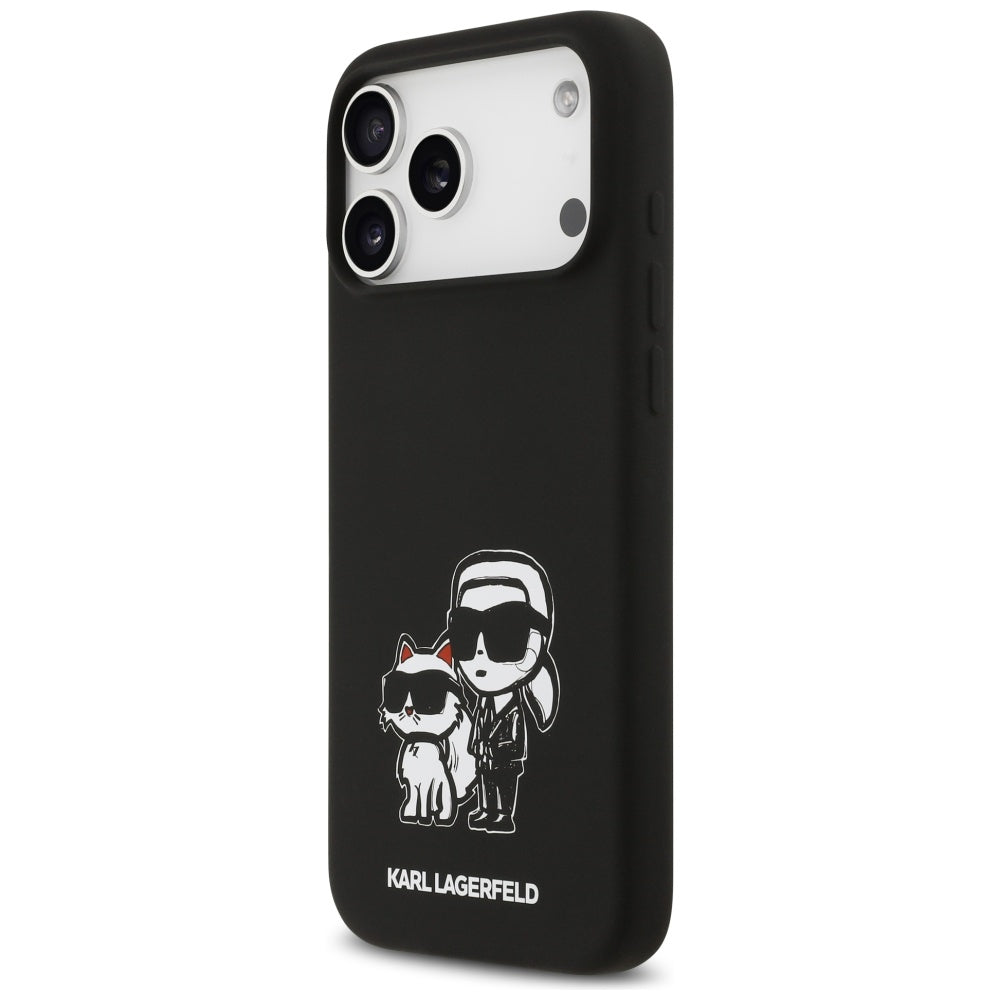 Deksel for Apple iPhone 17 Pro Max, Karl Lagerfeld, Sketch and Logo Karl & Choupette, Svart