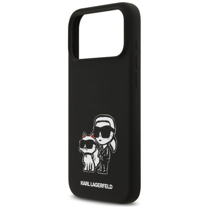 Deksel for Apple iPhone 17 Pro Max, Karl Lagerfeld, Sketch and Logo Karl & Choupette, Svart