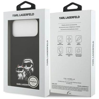 Deksel for Apple iPhone 17 Pro Max, Karl Lagerfeld, Sketch and Logo Karl & Choupette, Svart
