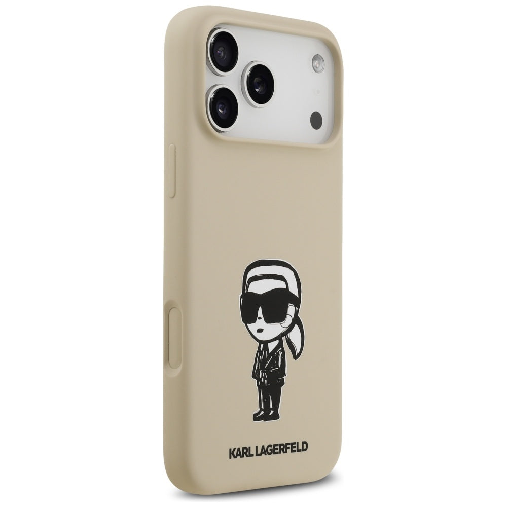 Deksel for Apple iPhone 17 Pro Max, Karl Lagerfeld, Sketch and Logo Karl, Brun