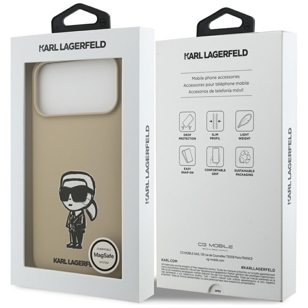 Deksel for Apple iPhone 17 Pro Max, Karl Lagerfeld, Sketch and Logo Karl, Brun