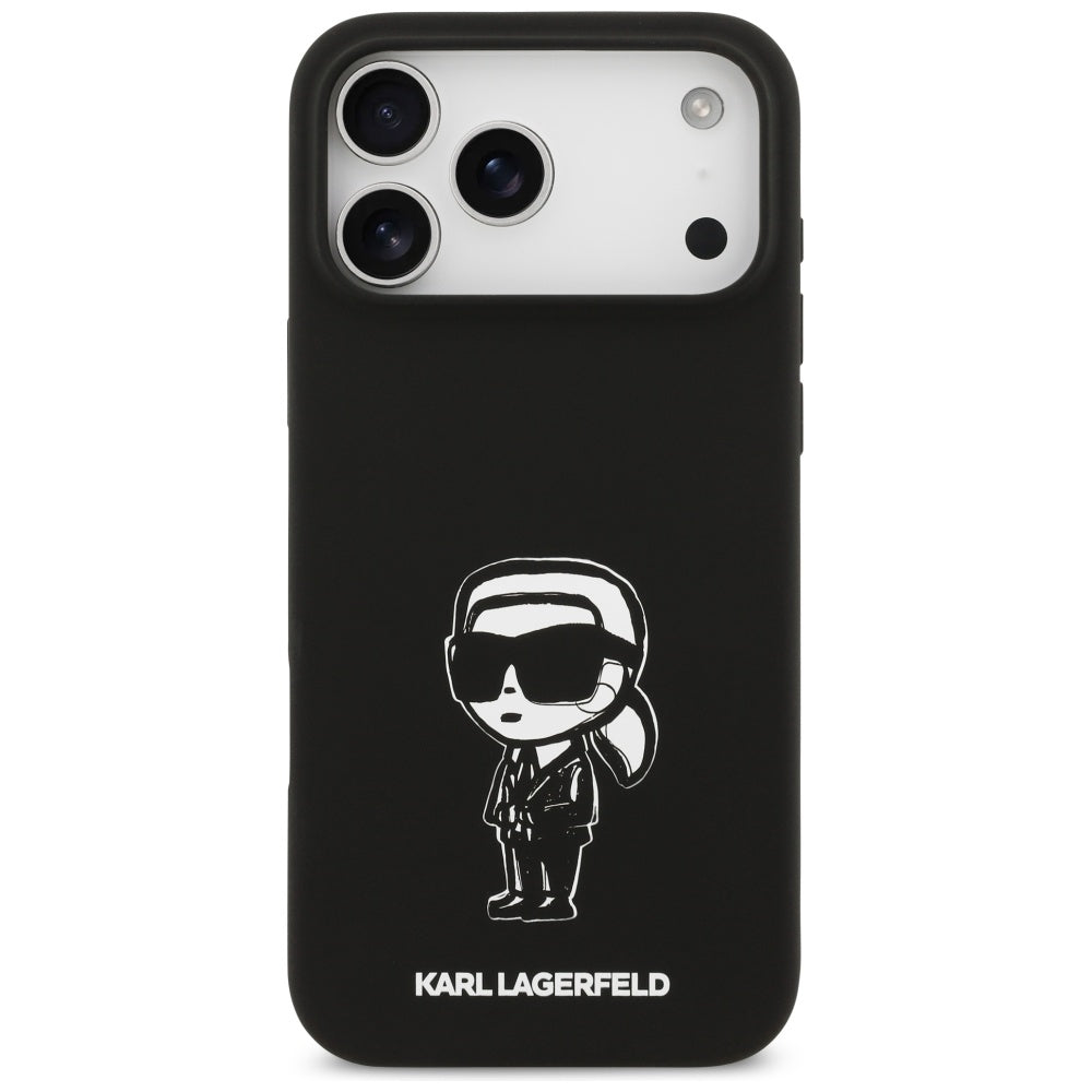 Deksel for Apple iPhone 17 Pro Max, Karl Lagerfeld, Sketch and Logo Karl, Svart
