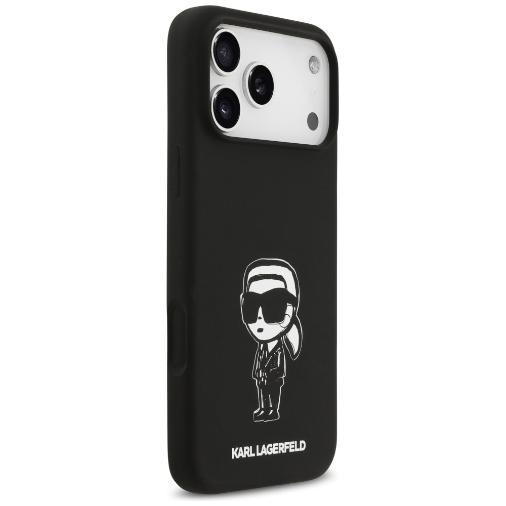 Deksel for Apple iPhone 17 Pro Max, Karl Lagerfeld, Sketch and Logo Karl, Svart