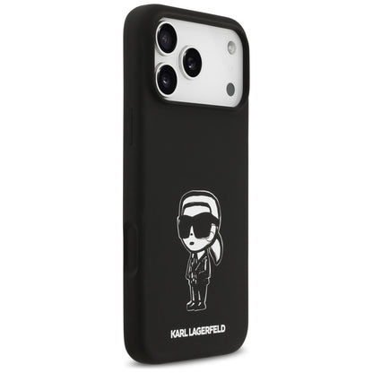 Deksel for Apple iPhone 17 Pro Max, Karl Lagerfeld, Sketch and Logo Karl, Svart