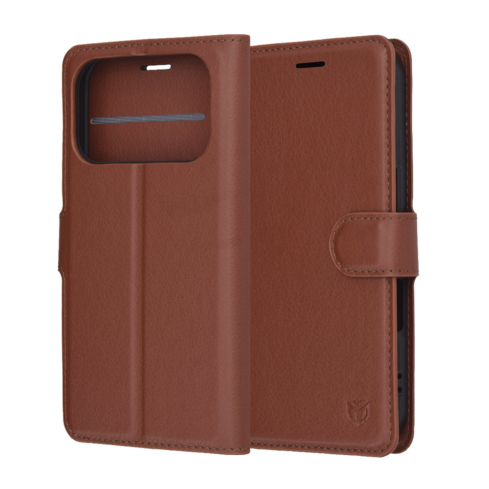Deksel for Apple iPhone 17 Pro Max, Techsuit, Leather Folio, Brun