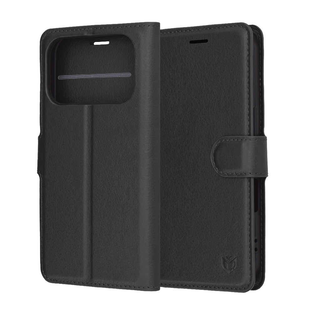 Deksel for Apple iPhone 17 Pro Max, Techsuit, Leather Folio, Svart