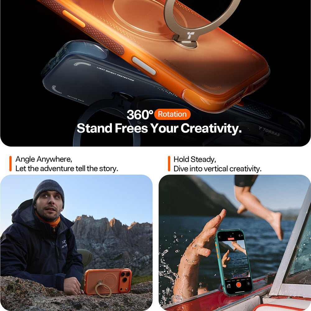 Deksel for Apple iPhone 17 Pro Max, Torras, Ostand Spin Air, Blå