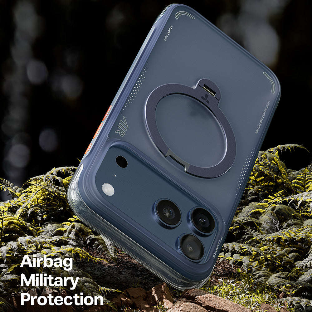 Deksel for Apple iPhone 17 Pro Max, Torras, Ostand Spin Air, Blå