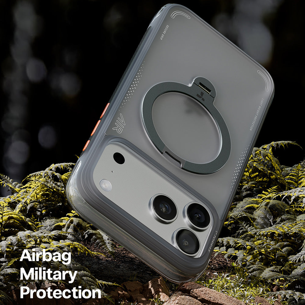 Deksel for Apple iPhone 17 Pro Max, Torras, Ostand Spin Air, Grå