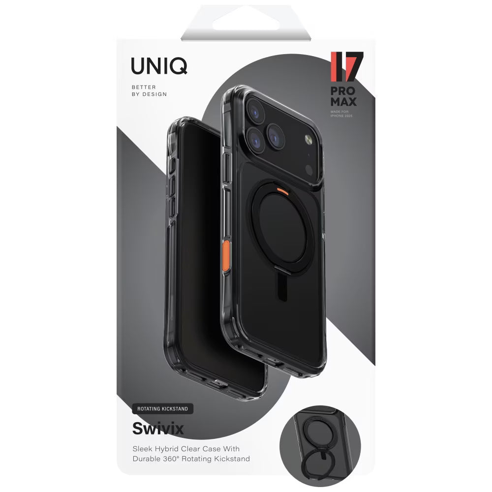 Deksel for Apple iPhone 17 Pro Max, UNIQ, Swivix, Svart