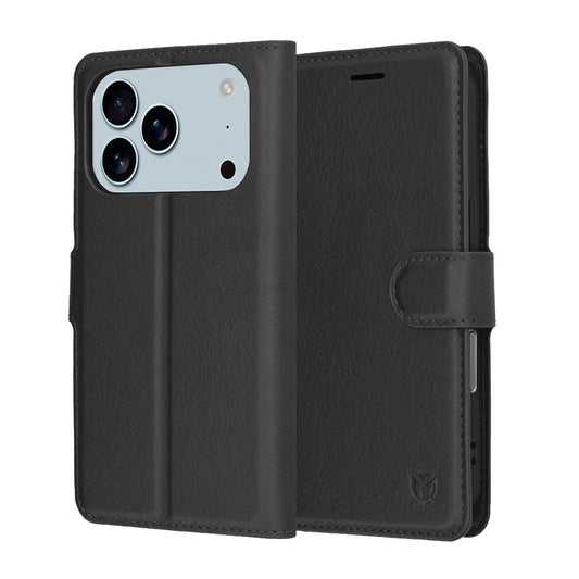 Deksel for Apple iPhone 17 Pro, Techsuit, Leather Folio, Svart