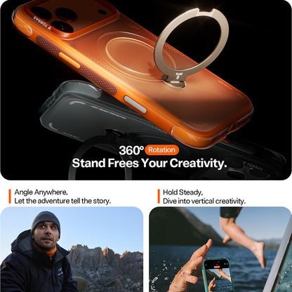 Deksel for Apple iPhone 17 Pro, Torras, Ostand Spin Air, Grå