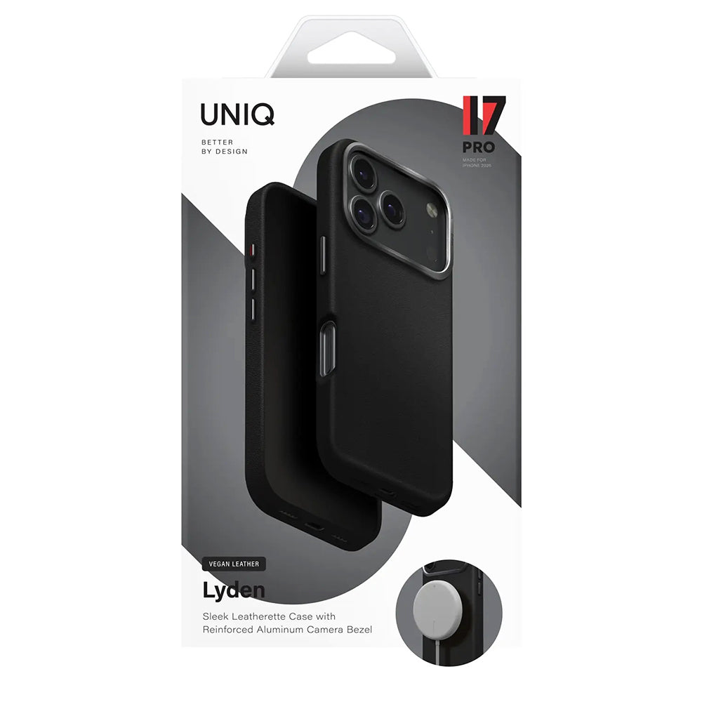Deksel for Apple iPhone 17 Pro, UNIQ, Lyden Leatherette, Svart Blå