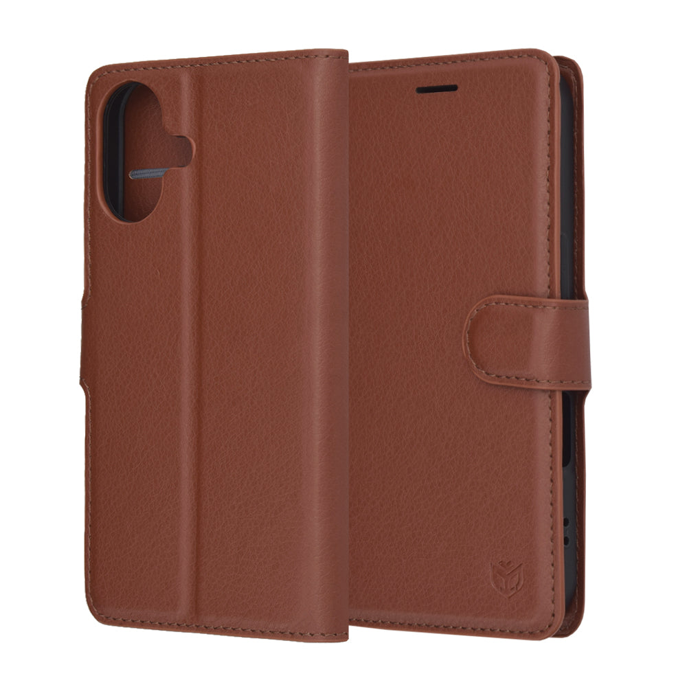 Deksel for Apple iPhone 17, Techsuit, Leather Folio, Brun