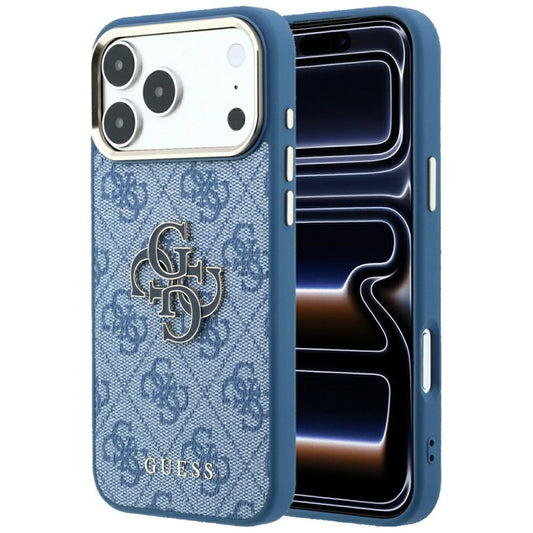 Deksel for Apple iPhone 18 Pro / 17 Pro, Guess, 4G Big Resin Logo, Blå