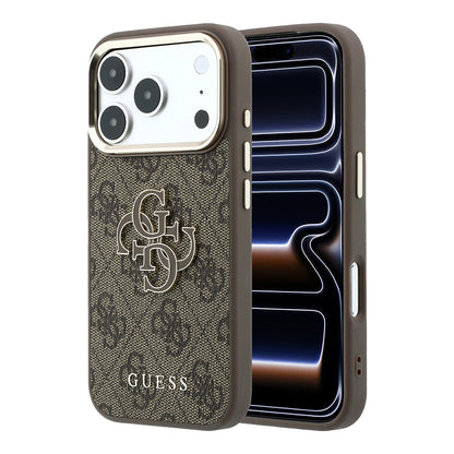 Deksel for Apple iPhone 18 Pro / 17 Pro, Guess, 4G Big Resin Logo, Brun