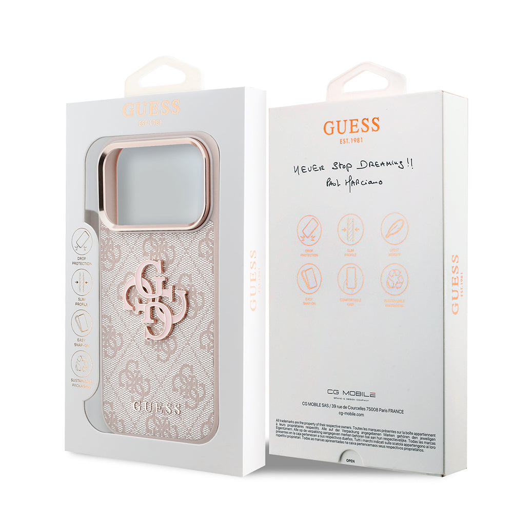 Deksel for Apple iPhone 18 Pro / 17 Pro, Guess, 4G Big Resin Logo, Rosa