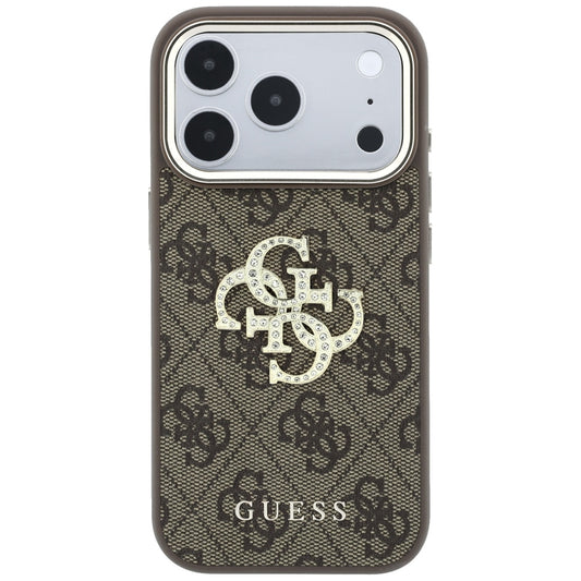 Deksel for Apple iPhone 18 Pro / 17 Pro, Guess, 4G Big Strass Logo, Brun