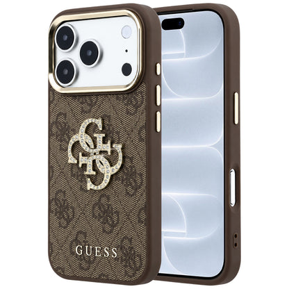 Deksel for Apple iPhone 18 Pro / 17 Pro, Guess, 4G Big Strass Logo, Brun