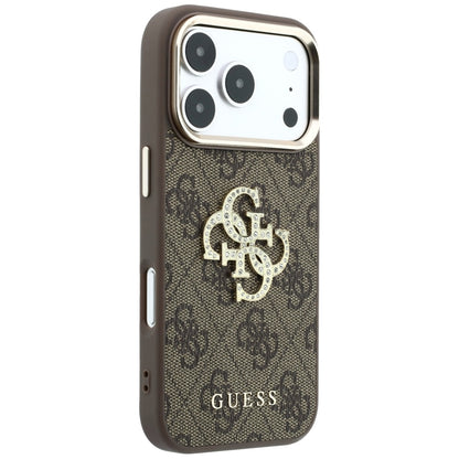 Deksel for Apple iPhone 18 Pro / 17 Pro, Guess, 4G Big Strass Logo, Brun