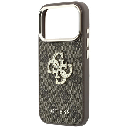 Deksel for Apple iPhone 18 Pro / 17 Pro, Guess, 4G Big Strass Logo, Brun
