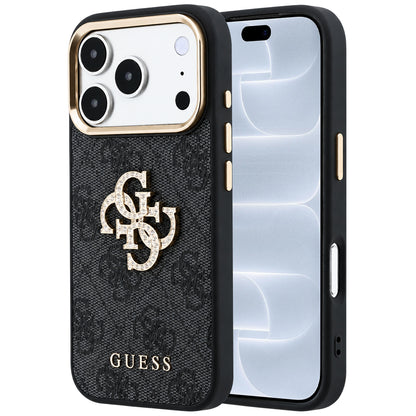 Deksel for Apple iPhone 18 Pro / 17 Pro, Guess, 4G Big Strass Logo, Svart