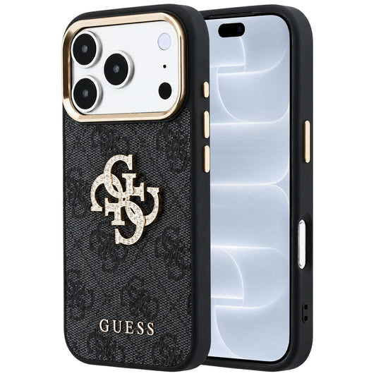 Deksel for Apple iPhone 18 Pro / 17 Pro, Guess, 4G Big Strass Logo, Svart