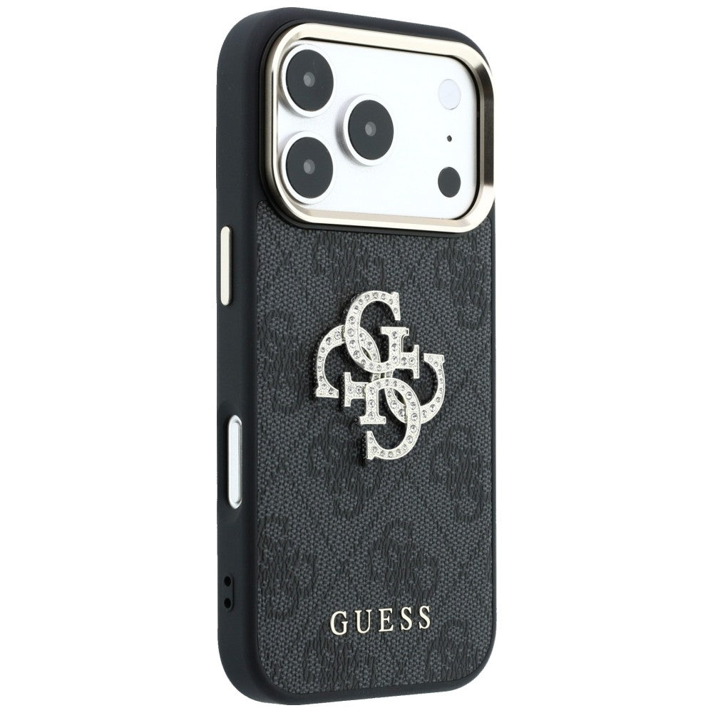 Deksel for Apple iPhone 18 Pro / 17 Pro, Guess, 4G Big Strass Logo, Svart