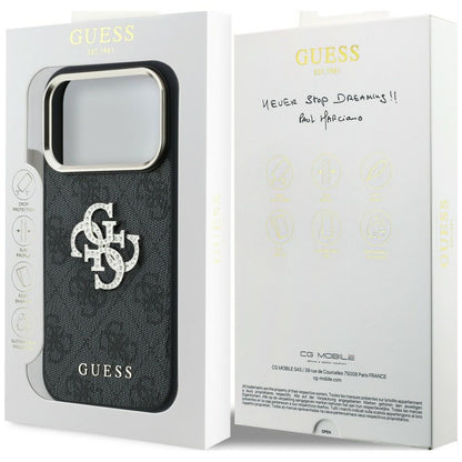 Deksel for Apple iPhone 18 Pro / 17 Pro, Guess, 4G Big Strass Logo, Svart