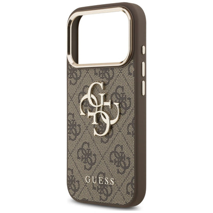 Deksel til Apple iPhone 18 Pro / 17 Pro, Guess, 4G Classic Logo with Strap, gyllenbrun
