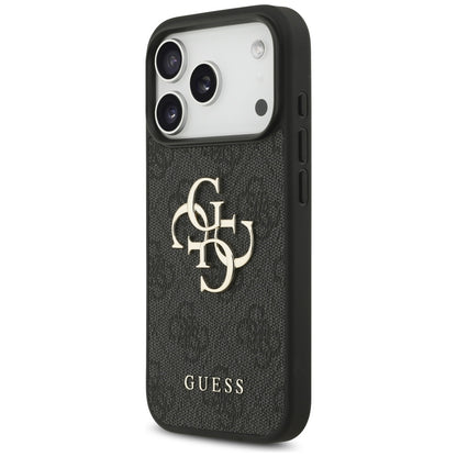 Deksel for Apple iPhone 18 Pro / 17 Pro, Guess, 4G Classic Logo med stropp, svart