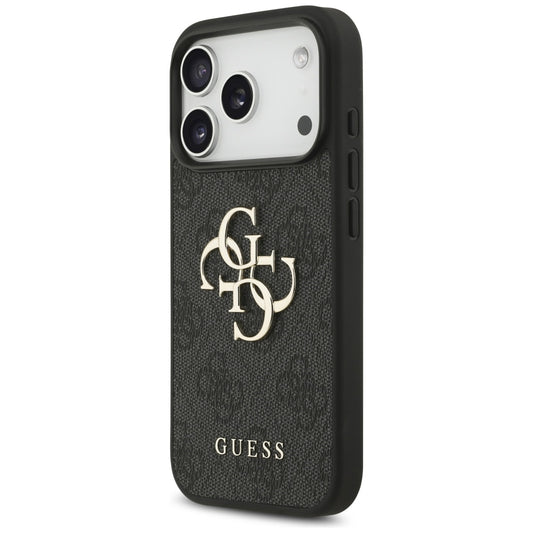 Deksel for Apple iPhone 18 Pro / 17 Pro, Guess, 4G Classic Logo med stropp, svart