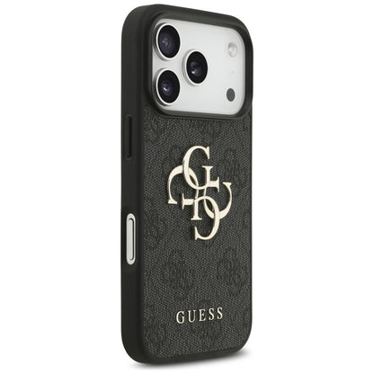 Deksel for Apple iPhone 18 Pro / 17 Pro, Guess, 4G Classic Logo med stropp, svart