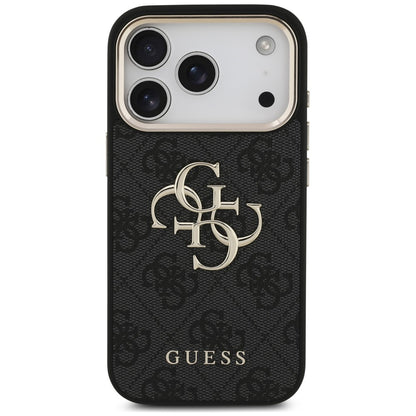 Deksel for Apple iPhone 18 Pro / 17 Pro, Guess, 4G Classic Logo med stropp, svart og gull