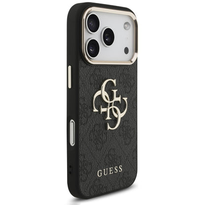 Deksel for Apple iPhone 18 Pro / 17 Pro, Guess, 4G Classic Logo med stropp, svart og gull