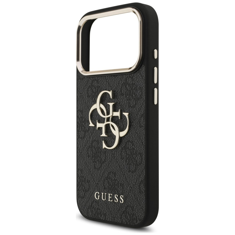 Deksel for Apple iPhone 18 Pro / 17 Pro, Guess, 4G Classic Logo med stropp, svart og gull