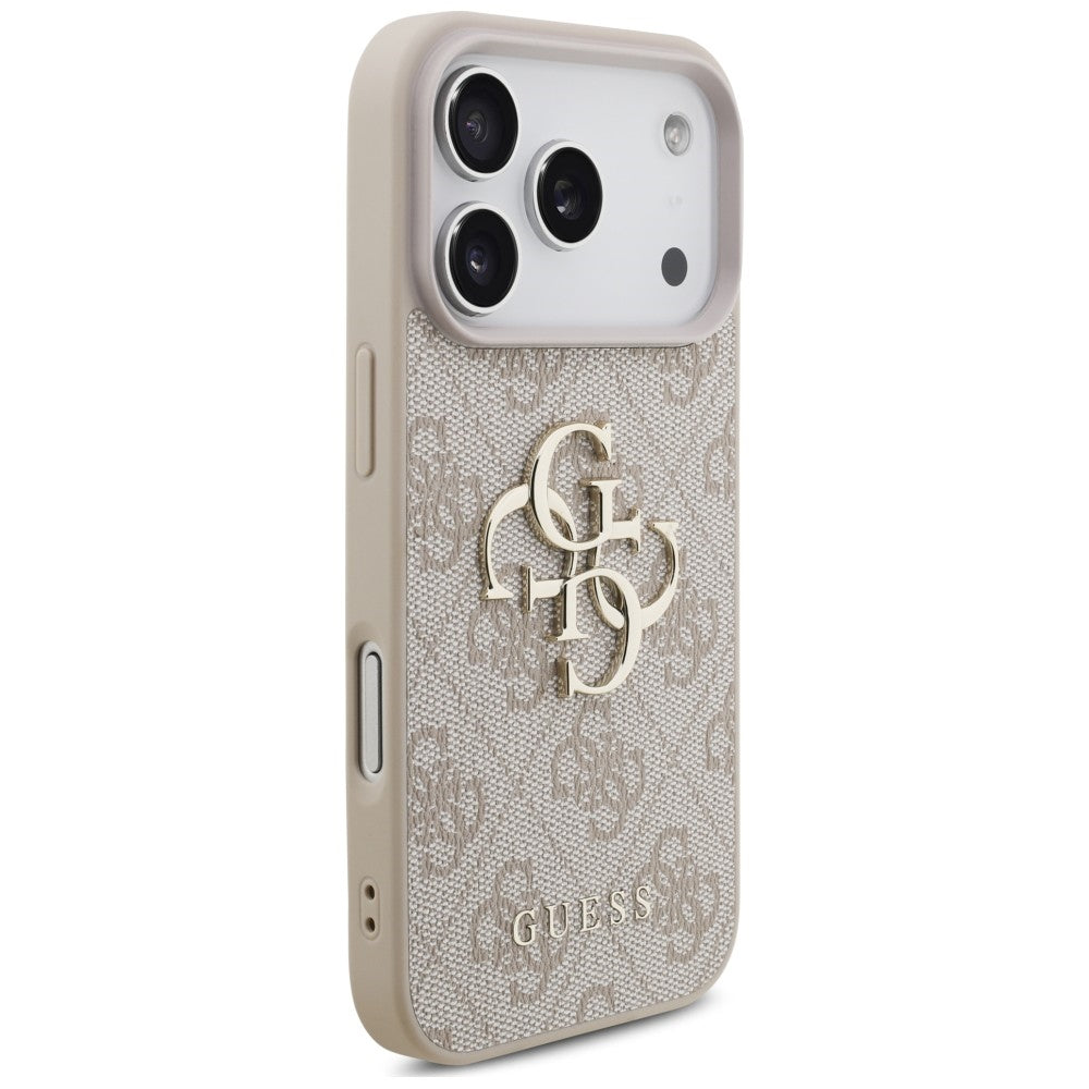 Deksel for Apple iPhone 18 Pro / 17 Pro, Guess, 4G Classic Logo med stropp, Rosa