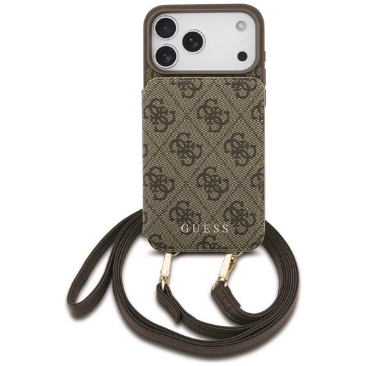 Deksel til Apple iPhone 18 Pro / 17 Pro, Guess, 4G Crossbody Cardslot, brun