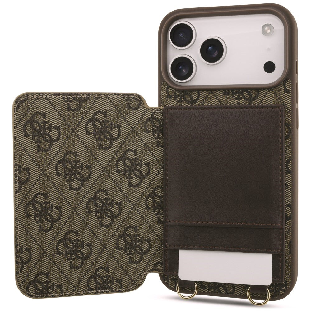 Deksel til Apple iPhone 18 Pro / 17 Pro, Guess, 4G Crossbody Cardslot, brun