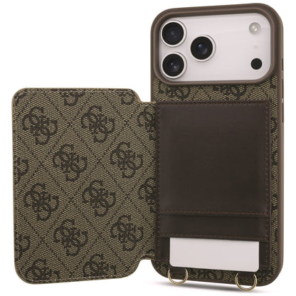 Deksel til Apple iPhone 18 Pro / 17 Pro, Guess, 4G Crossbody Cardslot, brun
