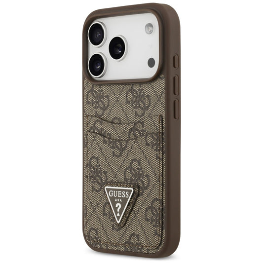 Deksel til Apple iPhone 18 Pro / 17 Pro, Guess, 4G Double Card Triangle, brun