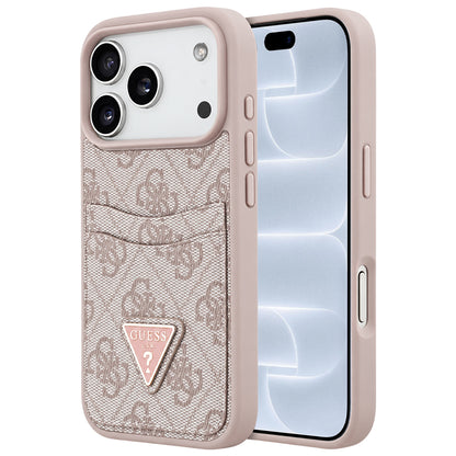 Deksel til Apple iPhone 18 Pro / 17 Pro, Guess, 4G Double Card Triangle, rosa