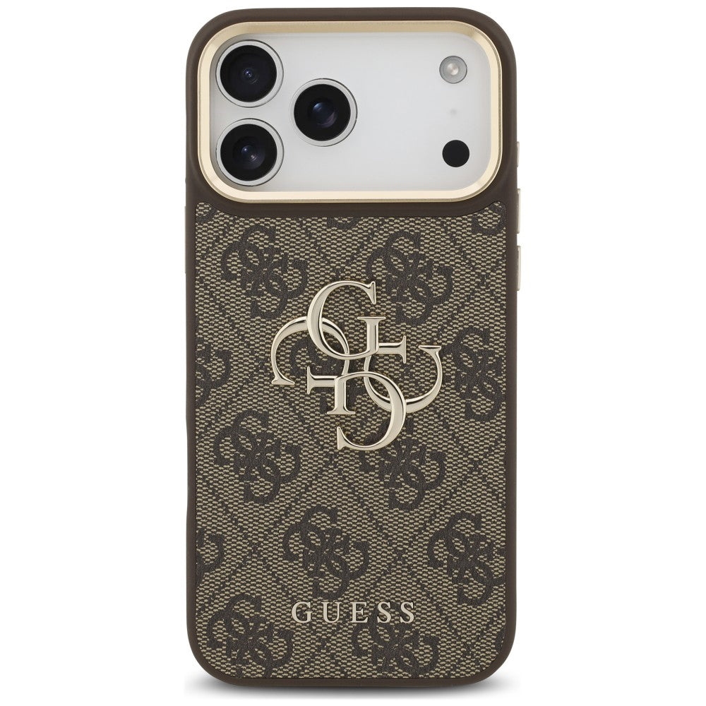 Deksel til Apple iPhone 18 Pro / 17 Pro, Guess, Big 4G Classic Logo & Big Strap Metal Buttons, brun