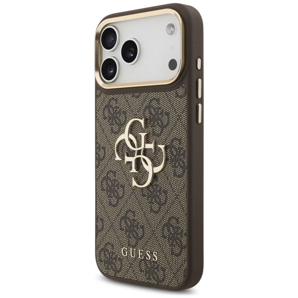 Deksel til Apple iPhone 18 Pro / 17 Pro, Guess, Big 4G Classic Logo & Big Strap Metal Buttons, brun