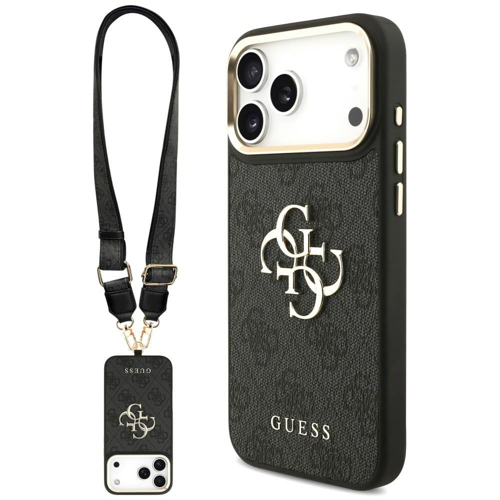 Deksel til Apple iPhone 18 Pro / 17 Pro, Guess, Big 4G Classic Logo & Big Strap Metal Buttons, svart